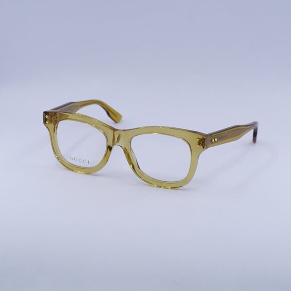 Gucci GG1086O 002 Eyeglasses Transparent Yellow 51mm Square Frame - Picture 1 of 10